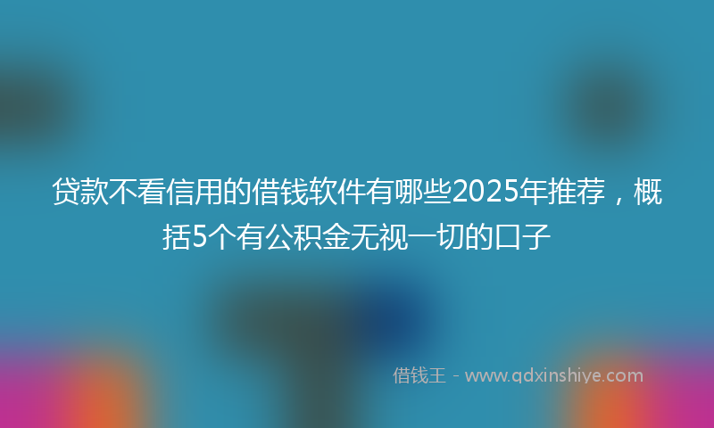 贷款不看信用的借钱软件有哪些2025年推荐，概括5个有公积金无视一切的口子