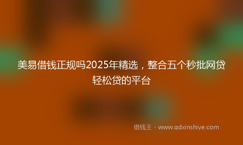 美易借钱正规吗2025年精选，整合五个秒批网贷轻松贷的平台