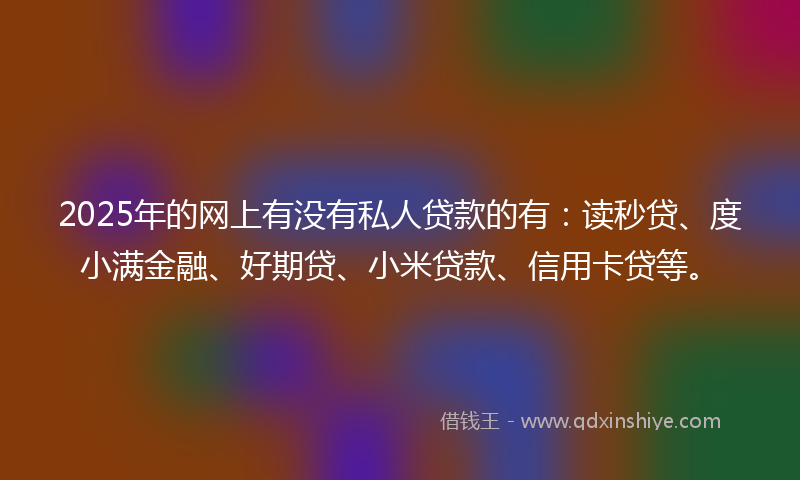 2025年的网上有没有私人贷款的有：读秒贷、度小满金融、好期贷、小米贷款、信用卡贷等。