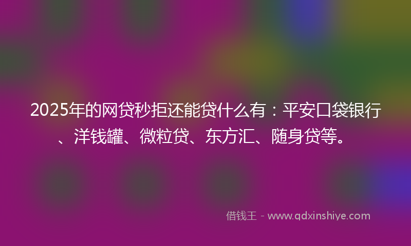 2025年的网贷秒拒还能贷什么有：平安口袋银行、洋钱罐、微粒贷、东方汇、随身贷等。