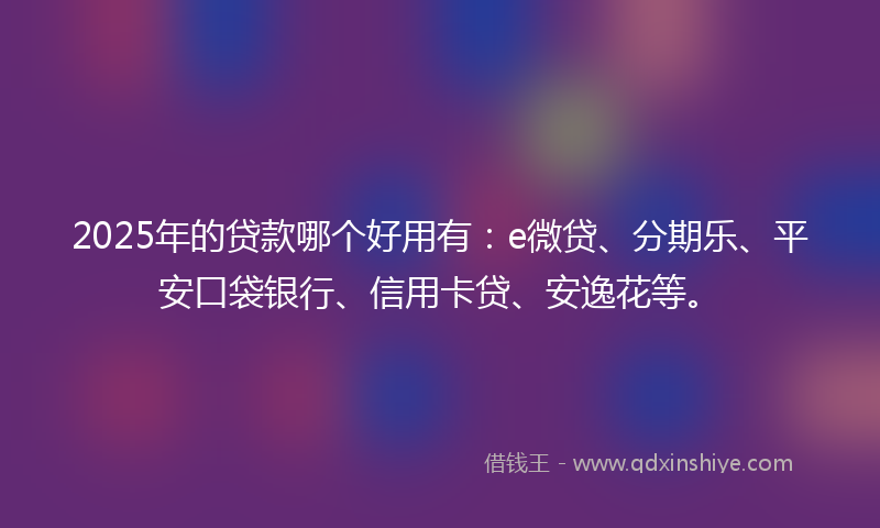 2025年的贷款哪个好用有：e微贷、分期乐、平安口袋银行、信用卡贷、安逸花等。