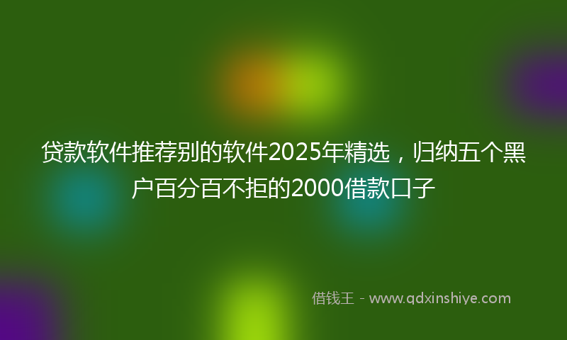 贷款软件推荐别的软件2025年精选，归纳五个黑户百分百不拒的2000借款口子