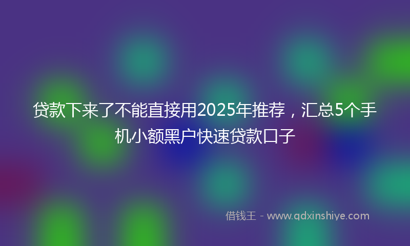 贷款下来了不能直接用2025年推荐，汇总5个手机小额黑户快速贷款口子