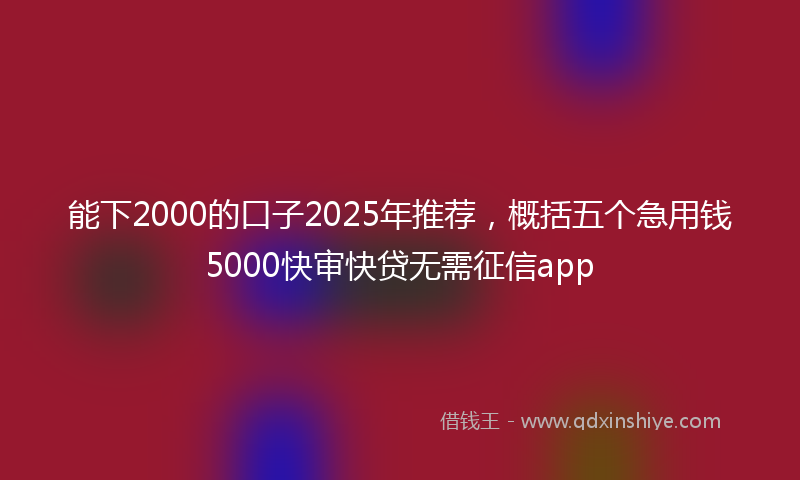 能下2000的口子2025年推荐，概括五个急用钱5000快审快贷无需征信app