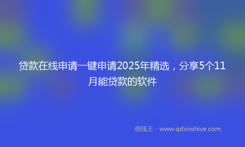 贷款在线申请一键申请2025年精选，分享5个11月能贷款的软件