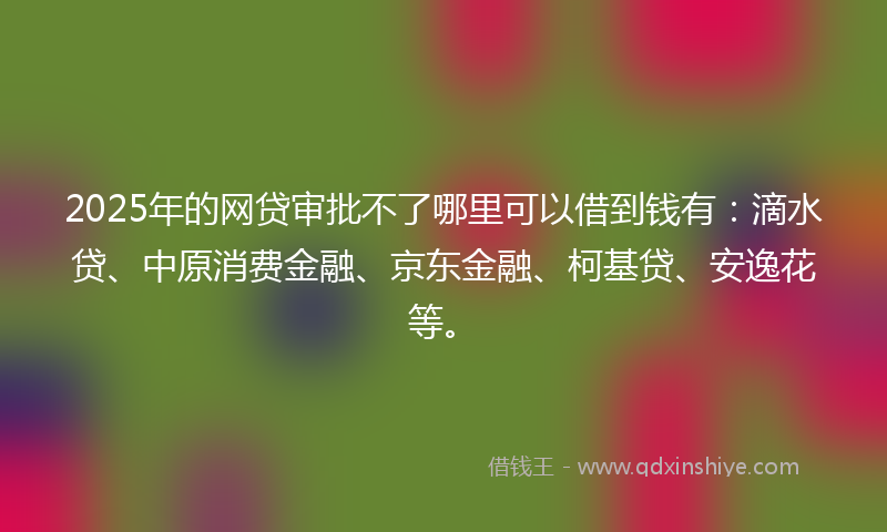 2025年的网贷审批不了哪里可以借到钱有：滴水贷、中原消费金融、京东金融、柯基贷、安逸花等。