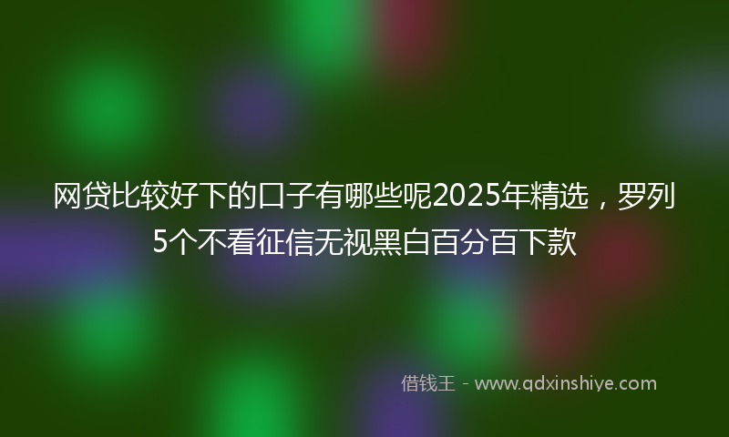 网贷比较好下的口子有哪些呢2025年精选，罗列5个不看征信无视黑白百分百下款