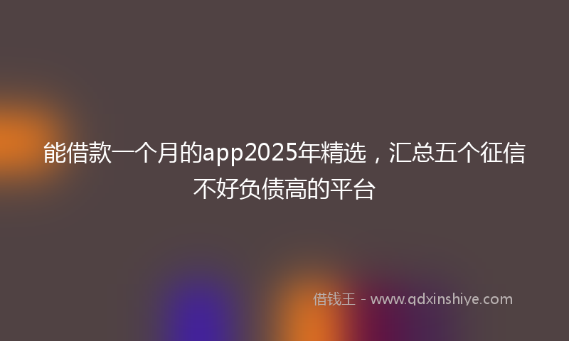 能借款一个月的app2025年精选，汇总五个征信不好负债高的平台
