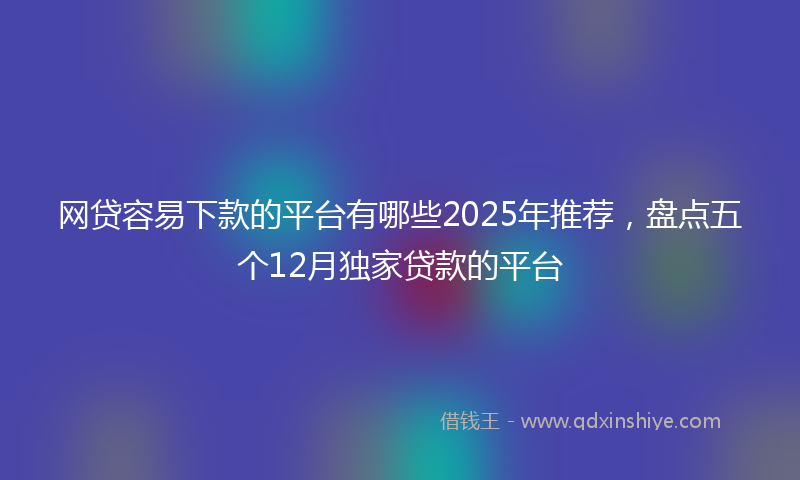 网贷容易下款的平台有哪些2025年推荐，盘点五个12月独家贷款的平台