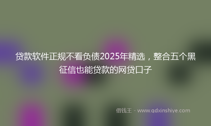 贷款软件正规不看负债2025年精选，整合五个黑征信也能贷款的网贷口子