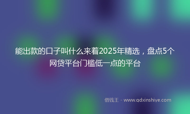 能出款的口子叫什么来着2025年精选，盘点5个网贷平台门槛低一点的平台