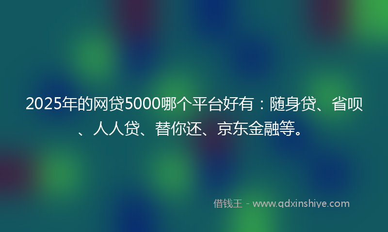 2025年的网贷5000哪个平台好有：随身贷、省呗、人人贷、替你还、京东金融等。