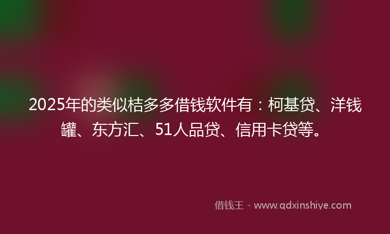 2025年的类似桔多多借钱软件有：柯基贷、洋钱罐、东方汇、51人品贷、信用卡贷等。