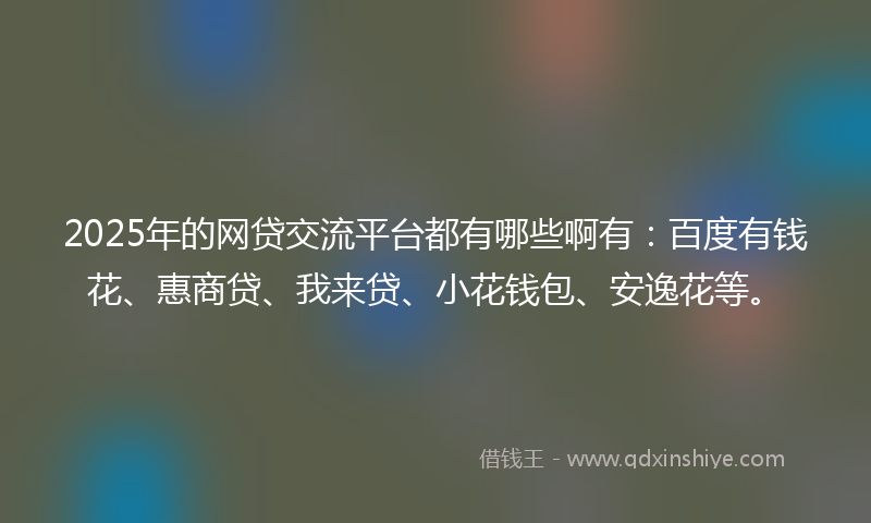 2025年的网贷交流平台都有哪些啊有：百度有钱花、惠商贷、我来贷、小花钱包、安逸花等。
