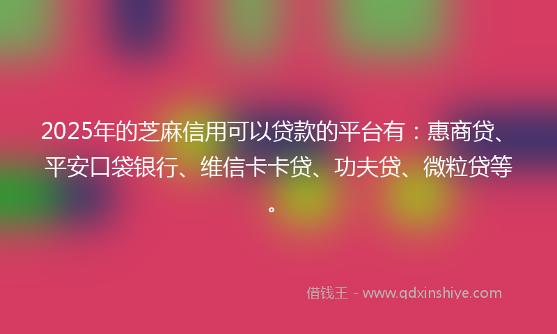 2025年的芝麻信用可以贷款的平台有：惠商贷、平安口袋银行、维信卡卡贷、功夫贷、微粒贷等。