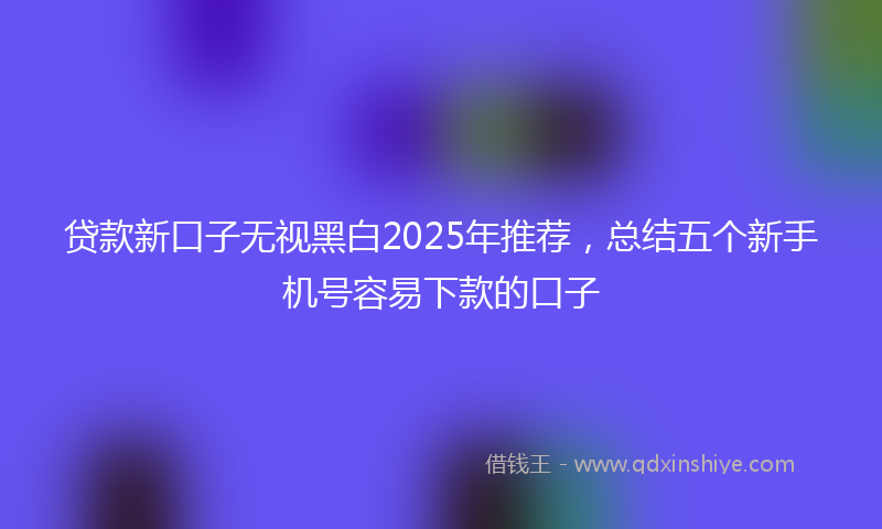 贷款新口子无视黑白2025年推荐，总结五个新手机号容易下款的口子