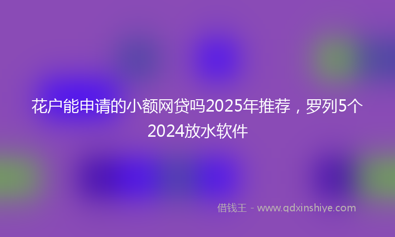 花户能申请的小额网贷吗2025年推荐，罗列5个2024放水软件