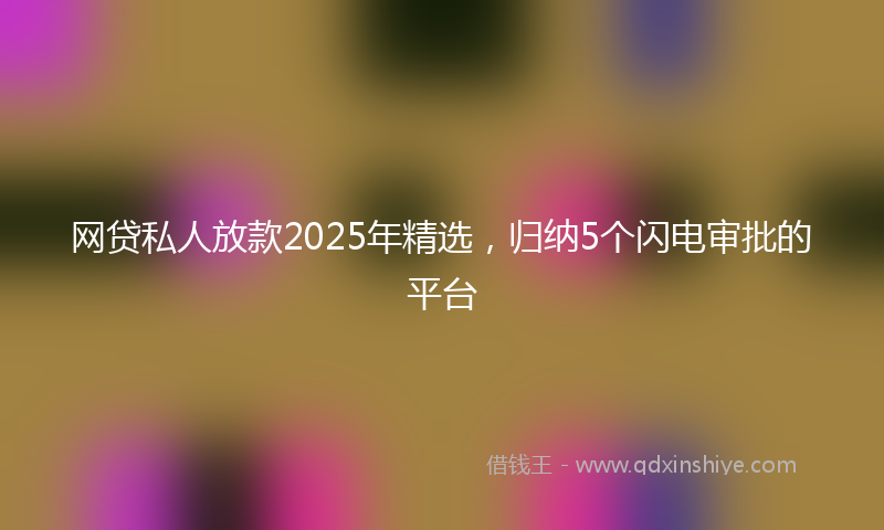 网贷私人放款2025年精选，归纳5个闪电审批的平台