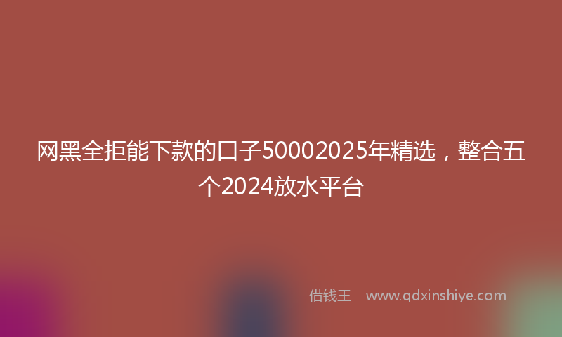 网黑全拒能下款的口子50002025年精选，整合五个2024放水平台