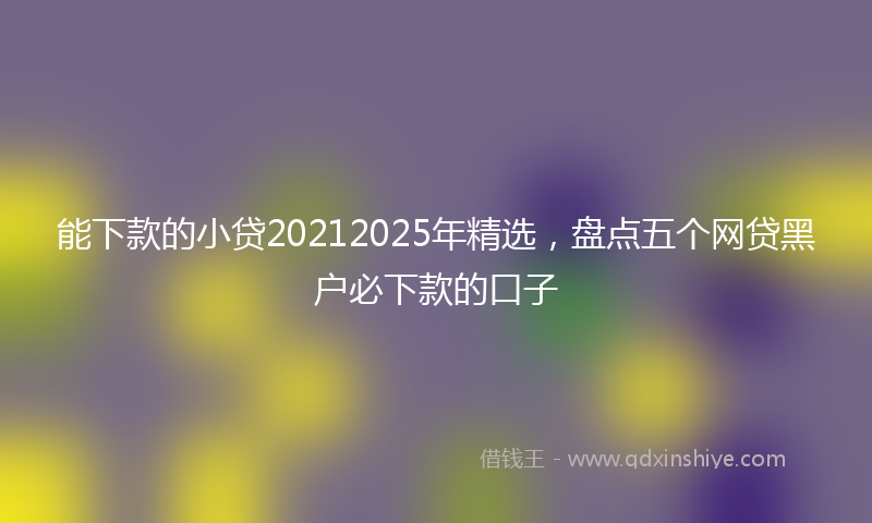 能下款的小贷20212025年精选，盘点五个网贷黑户必下款的口子