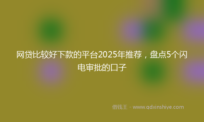 网贷比较好下款的平台2025年推荐，盘点5个闪电审批的口子