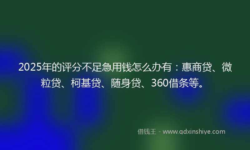 2025年的评分不足急用钱怎么办有：惠商贷、微粒贷、柯基贷、随身贷、360借条等。
