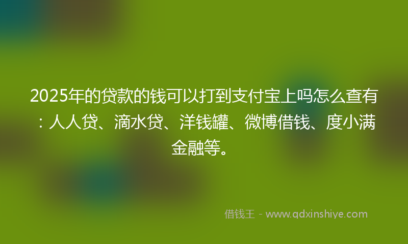 2025年的贷款的钱可以打到支付宝上吗怎么查有：人人贷、滴水贷、洋钱罐、微博借钱、度小满金融等。