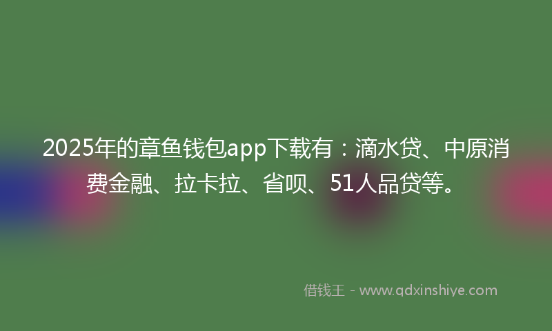 2025年的章鱼钱包app下载有：滴水贷、中原消费金融、拉卡拉、省呗、51人品贷等。