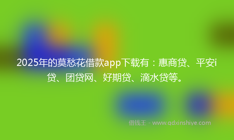 2025年的莫愁花借款app下载有：惠商贷、平安i贷、团贷网、好期贷、滴水贷等。