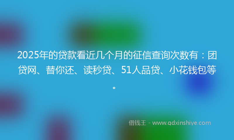 2025年的贷款看近几个月的征信查询次数有：团贷网、替你还、读秒贷、51人品贷、小花钱包等。