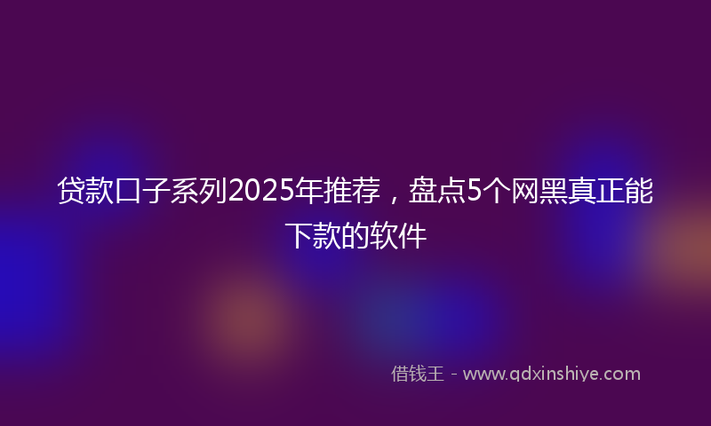 贷款口子系列2025年推荐，盘点5个网黑真正能下款的软件
