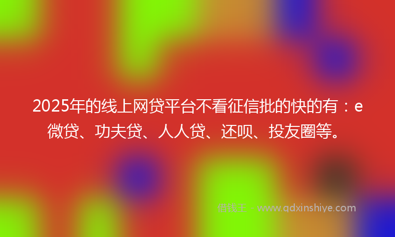2025年的线上网贷平台不看征信批的快的有：e微贷、功夫贷、人人贷、还呗、投友圈等。