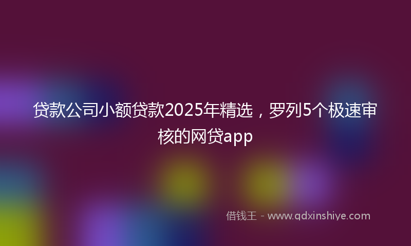 贷款公司小额贷款2025年精选，罗列5个极速审核的网贷app