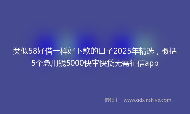 类似58好借一样好下款的口子2025年精选，概括5个急用钱5000快审快贷无需征信app