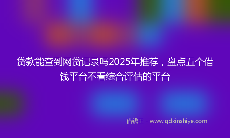 贷款能查到网贷记录吗2025年推荐，盘点五个借钱平台不看综合评估的平台