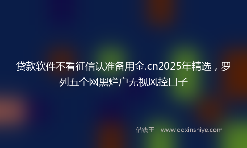 贷款软件不看征信认准备用金.cn2025年精选，罗列五个网黑烂户无视风控口子