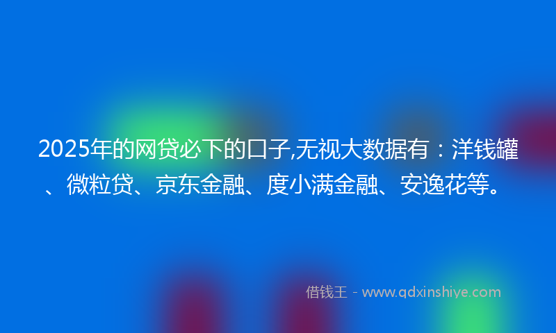 2025年的网贷必下的口子,无视大数据有：洋钱罐、微粒贷、京东金融、度小满金融、安逸花等。