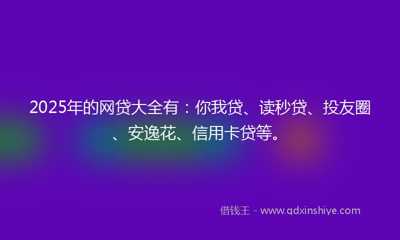 2025年的网贷大全有：你我贷、读秒贷、投友圈、安逸花、信用卡贷等。