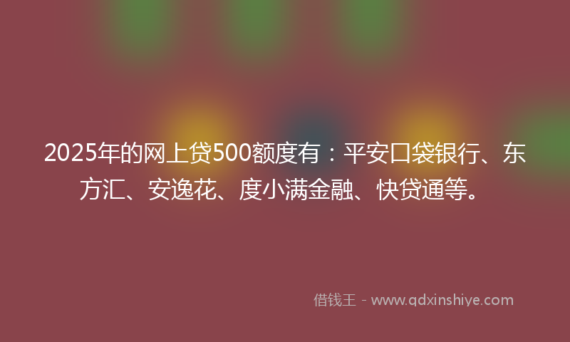 2025年的网上贷500额度有：平安口袋银行、东方汇、安逸花、度小满金融、快贷通等。