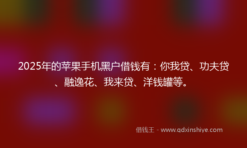 2025年的苹果手机黑户借钱有：你我贷、功夫贷、融逸花、我来贷、洋钱罐等。