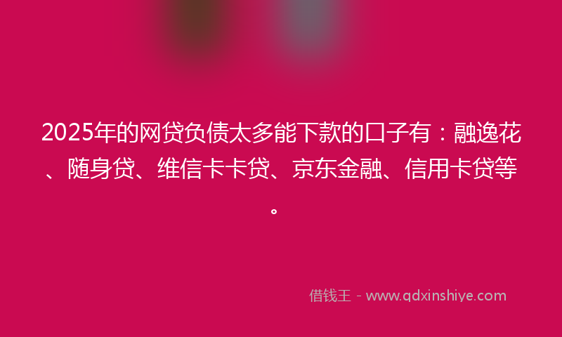 2025年的网贷负债太多能下款的口子有：融逸花、随身贷、维信卡卡贷、京东金融、信用卡贷等。