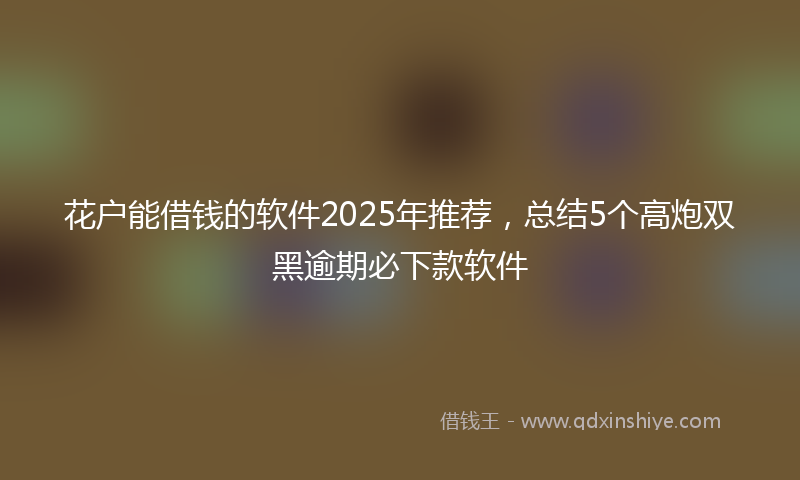 花户能借钱的软件2025年推荐，总结5个高炮双黑逾期必下款软件