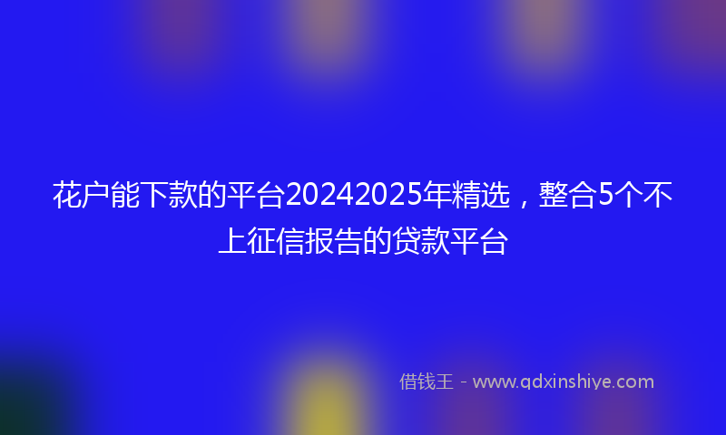 花户能下款的平台20242025年精选，整合5个不上征信报告的贷款平台