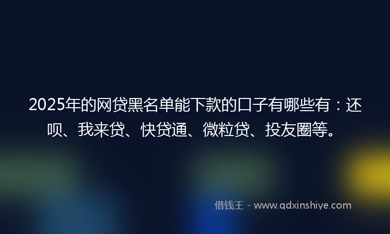 2025年的网贷黑名单能下款的口子有哪些有：还呗、我来贷、快贷通、微粒贷、投友圈等。