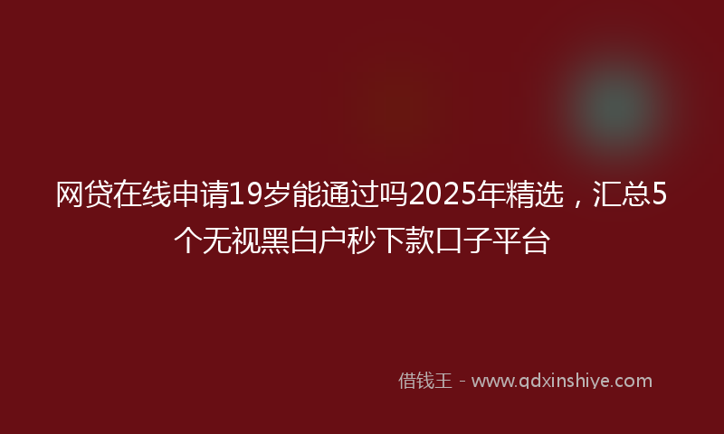 网贷在线申请19岁能通过吗2025年精选，汇总5个无视黑白户秒下款口子平台