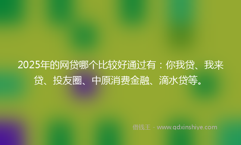 2025年的网贷哪个比较好通过有：你我贷、我来贷、投友圈、中原消费金融、滴水贷等。