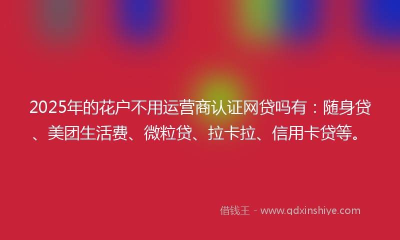 2025年的花户不用运营商认证网贷吗有：随身贷、美团生活费、微粒贷、拉卡拉、信用卡贷等。