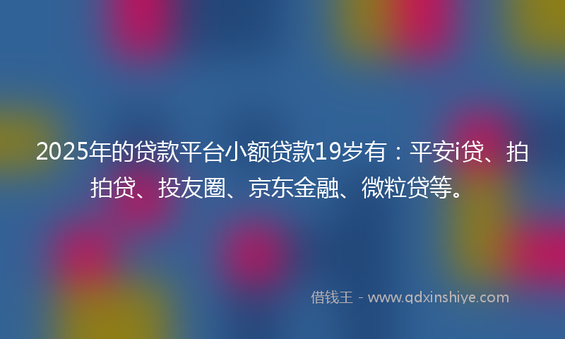 2025年的贷款平台小额贷款19岁有：平安i贷、拍拍贷、投友圈、京东金融、微粒贷等。