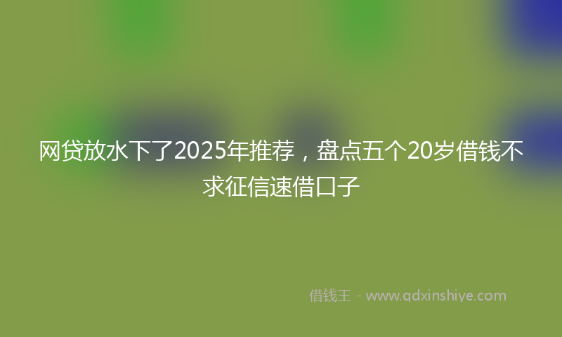 网贷放水下了2025年推荐，盘点五个20岁借钱不求征信速借口子