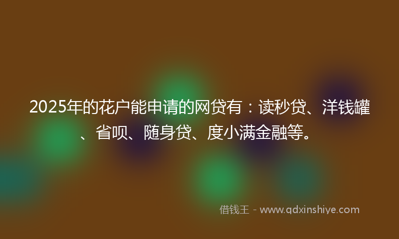 2025年的花户能申请的网贷有：读秒贷、洋钱罐、省呗、随身贷、度小满金融等。